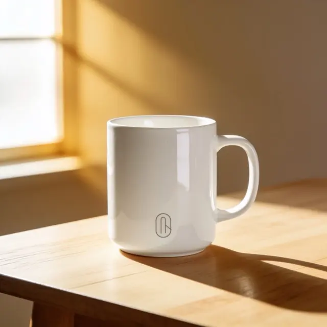 A logo on a mug, without the studio